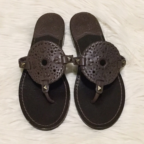 Jack Rogers Shoes - Jack Rogers Brown Leather Flat Sandals